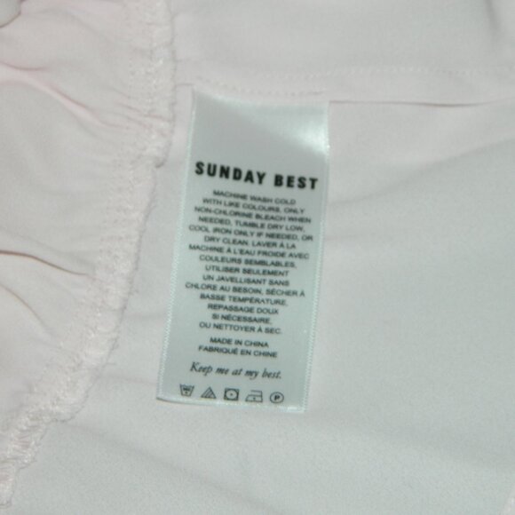 Sunday Best Aritzia Soft Pink Cropped Peplum Crepe Fabric Blouse Top Size M - Picture 10 of 12